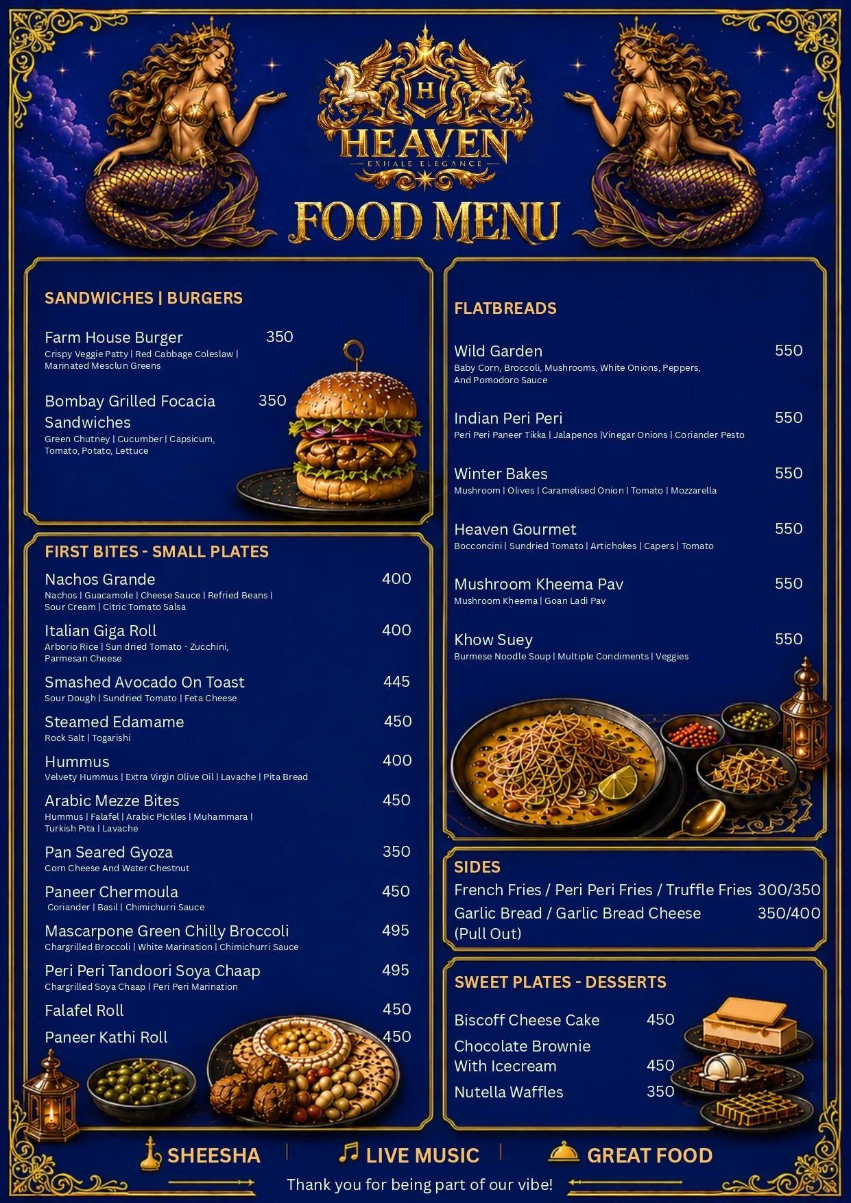 Heaven Food Menu