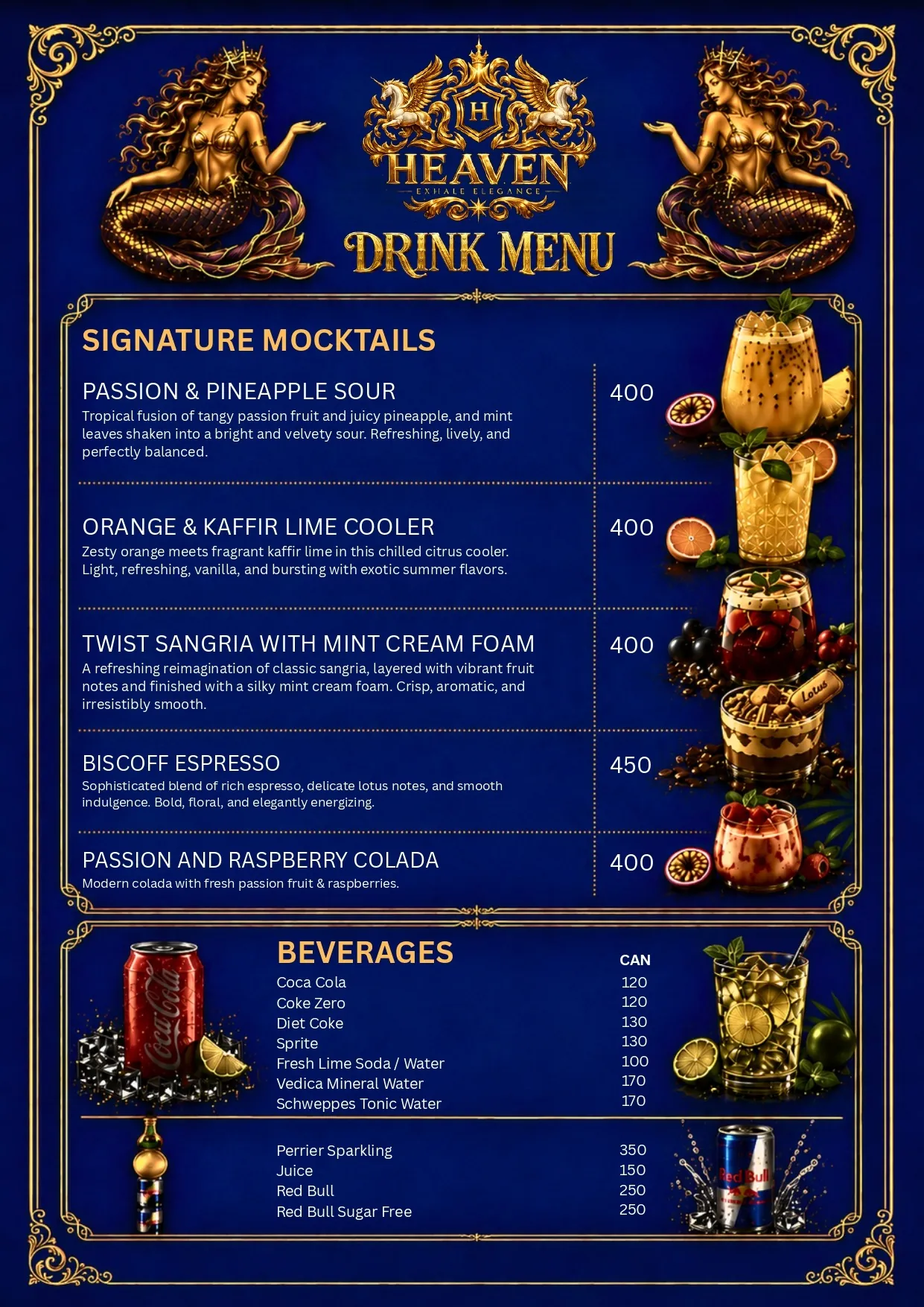 Heaven Beverages Menu
